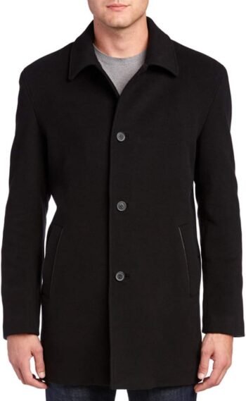Men's Cashmere Blend Single Breasted Classic Coat With Shirt Collar