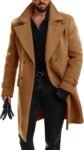 Mens Double Breasted Trench Coat Mid Long Jacket Notched Lapel Winter Chunky Warm Overcoat