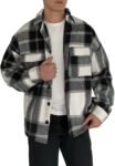 Men's Casual Warm Plaid Wool Blend Jacket Fleece Relaxed Fit Button Up Long Sleeve Shacket Shirt Coat