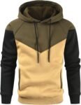 Men's Midweight Fleece Pullover Hoodies Casual Color Block Hooded Sweatshirt with Pockets