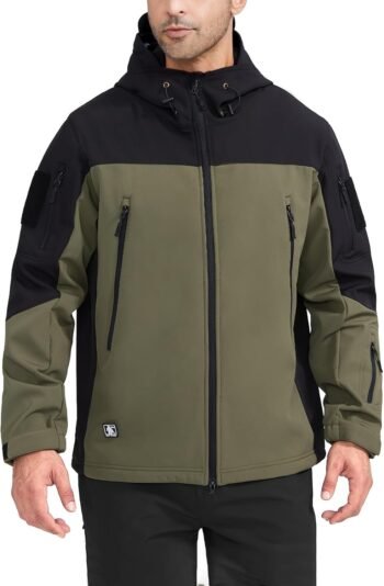 Men's Outdoor Waterproof Soft Shell Hooded Military Tactical Jacket