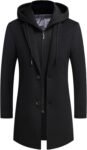 Men's Wool Trench Coat Winter Hoodie Coat Premium Business Wool Jacket