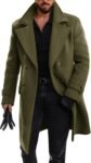 Mens Double Breasted Trench Coat Mid Long Jacket Notched Lapel Winter Chunky Warm Overcoat