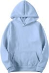 Mens Hoodies Pullover Long Sleeve Casual Fleece Sweatshirts Winter Solid Color Hooded Tops with Kangaroo Pocket