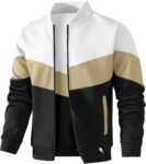 Mens Lightweight Jacket Casual Bomber Jacket Color Block Varsity Coat