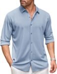 Men's Long Sleeve Dress Shirt Casual Button Down Shirts Wrinkle Free Untucked Shirt