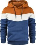 Men's Novelty Color Block Pullover Fleece Hoodie Long Sleeve Casual Sweatshirt with Pocket