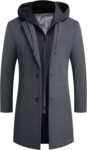 Men's Wool Trench Coat Winter Hoodie Coat Premium Business Wool Jacket