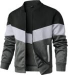 Mens Lightweight Jacket Casual Bomber Jacket Color Block Varsity Coat