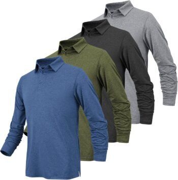 Long Sleeve Polo Shirts for Men Moisture Wicking Mens Long Sleeve Polo Shirts Quick Dry Golf Polos for Men